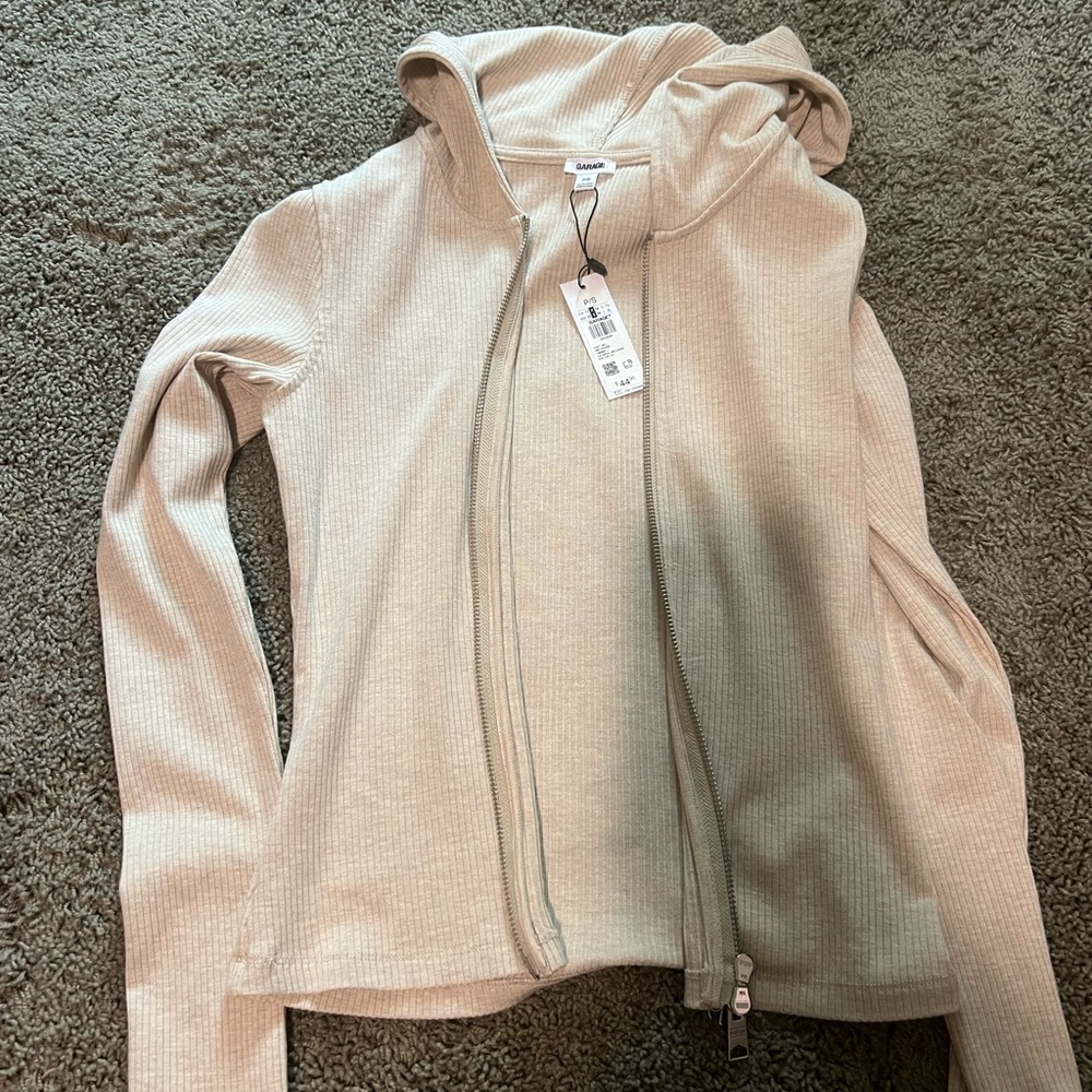 garage hault oatmeal melange rib hoodie size M/L